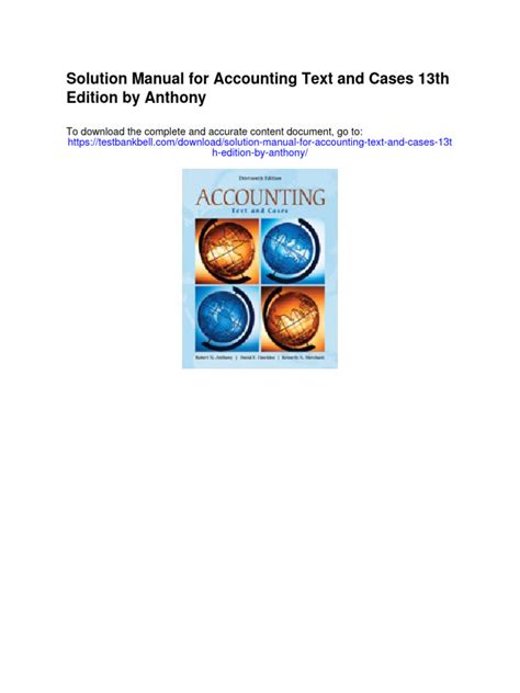 Accounting text and cases solution manual 13th edition. - Noces, suivi de sueur de sang..