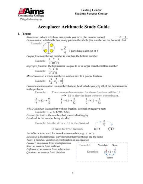 Accuplacer arithmetic study guide.  The ACCUPLACER Arithmetic practice...