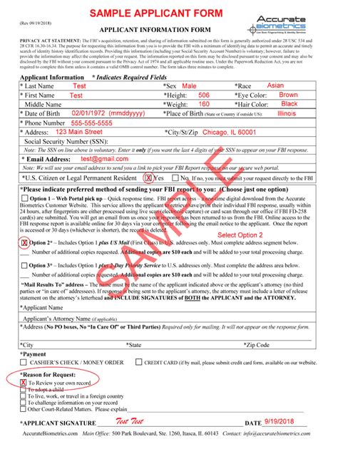 Accurate Biometrics Applicant Information Form 2018 Fill and Sign