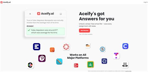 Aceify .ai. Aceify AI je a venovaná študijný spoločník pre študentov, dostupné prostredníctvom a Rozšírenie prehliadača Google Chrome.Tento nástroj AI má za cieľ transformovať vzdelávacie skúsenosti pomocou funkcií, ako je zachytávanie vizuálneho obsahu, okamžité odpovede a automatický výber správnych odpovedí. 