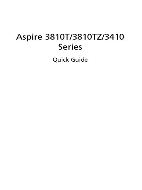 Acer Aspire 3810T 3810TZ 3410 Series Quick Guide