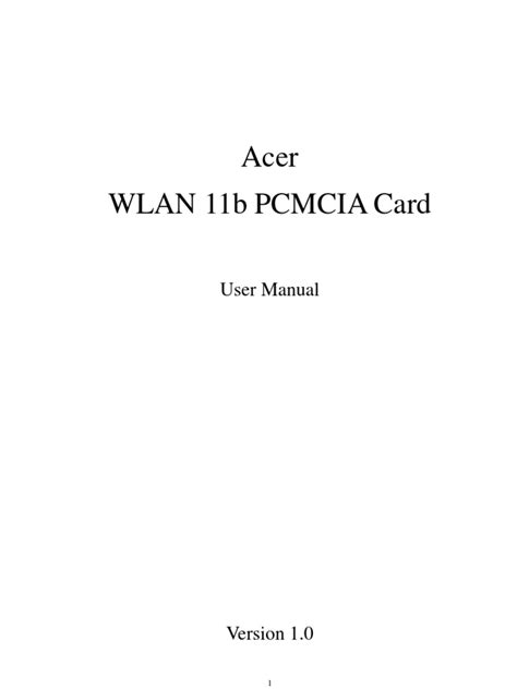Acer Wlan 11b Pcmcia Card