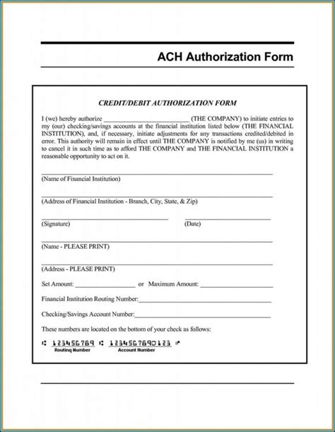 Ach Direct Deposit Authorization Form Template Form Resume Examples