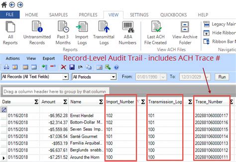 Ach trace number lookup. Enables financial institutions to automatically search ACH files for valuable ACH information such as return items, DNE entries, IAT entries and financial EDI messages including health care remittance reassociation trace numbers, convert this data into human-readable reports, then distribute this information within their institution or out to th... 