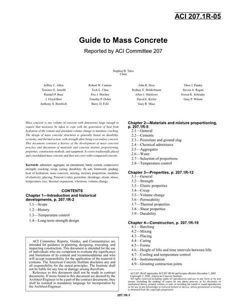 Aci 2071r 05 guide to mass concrete guide to mass concrete. - Neue internationale ordnung, krise oder chance?.