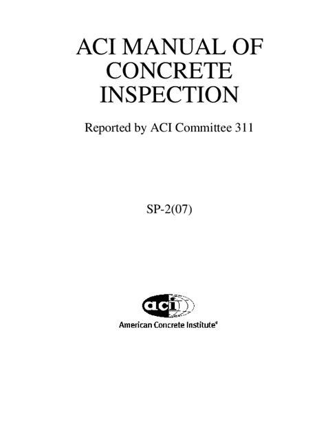 Aci manual of concrete inspection aci committee 311. - Triumph speed triple 2004 service repair manual.