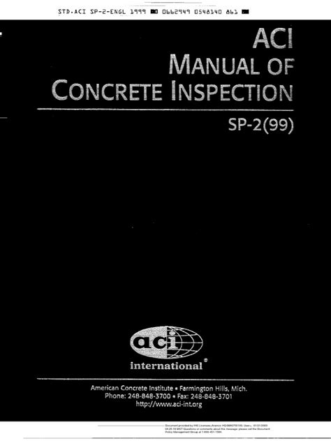 Aci manual of concrete inspection sp 2 aci manual of concrete inspection ed 9. - Guía de estudio aha bls 2013.