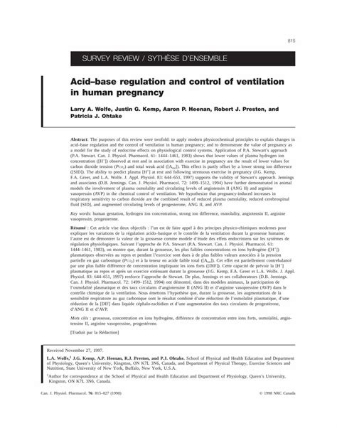 Acid-base regulation in pregnancy - PubMed