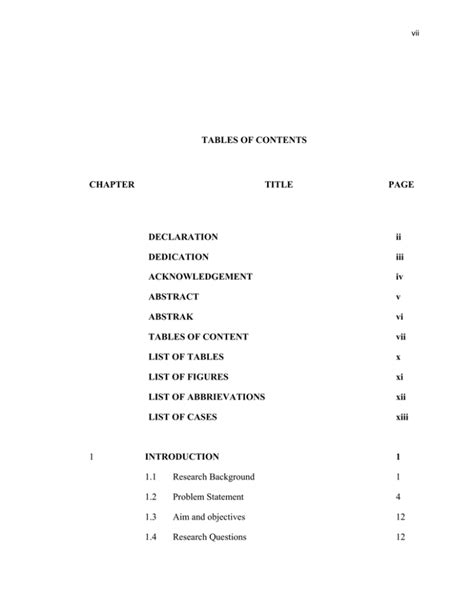 Acknowledg Declration Table of Contents Abbas