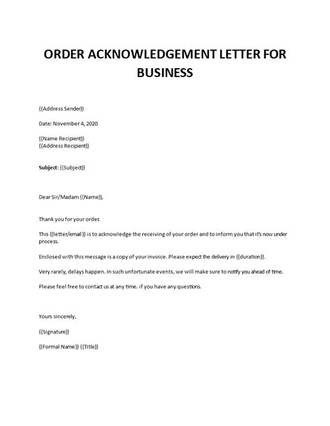Acknowledgement Letter Buyer
