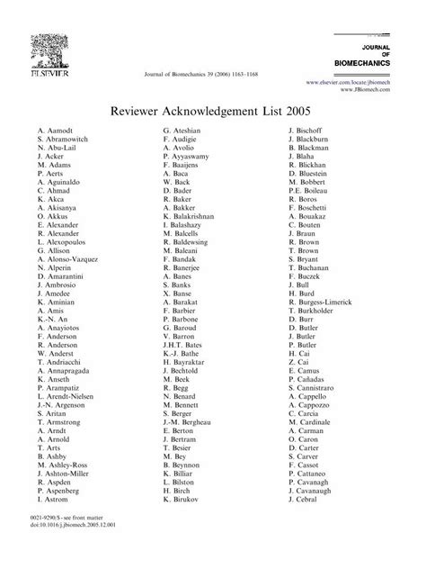 Acknowledgement List 2005