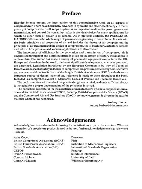 Acknowledgements 1997 Pneumatic Handbook Eighth Edition