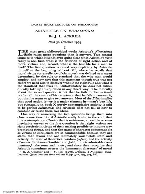 Ackrill J L Aristotle on eudaimonia pdf