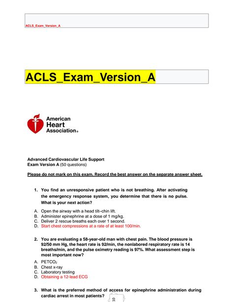 Acls Certification Test Answers