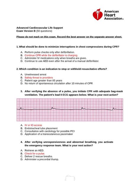 Acls answer key. ANSWERS 1. C ACLS providers are presumed to have mastered BLS skills. CPR is a critical part of resuscitating cardiac arrest victims. 2. C When responding to an individual who is "down," first determine if they are conscious or not. That determination dictates whether you start the BLS Survey or the ACLS Survey. 3. A 