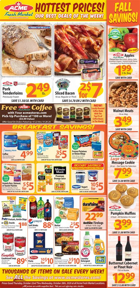 Acme fresh market weekly flyer. Mar 4, 2024 · Browse all ACME Markets locations in Pleasant Valley, NY for pharmacies and weekly deals on fresh produce, meat, seafood, bakery, deli, beer, wine and liquor. 