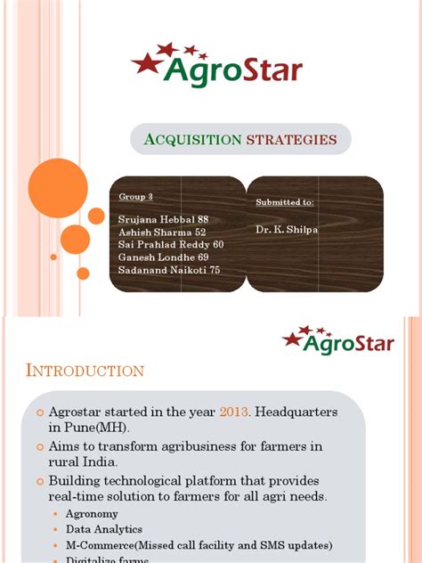 Acquisition Strategies Agrostar IIPM B Ashish Sharma