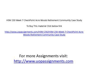 Acre Woods Retirement Community Case Study