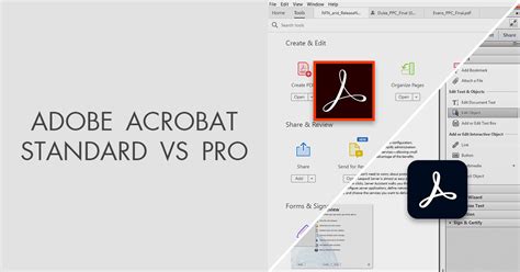 Acrobat pro vs standard. Adobe Acrobat Standard vs Pro: the differences. The first most prominent difference between the Adobe Acrobat Standard and Pro is the price. The price difference is due to the fact that Adobe Acrobat Pro provides more features than Adobe Acrobat Standard. Some of the additional features are logo … 