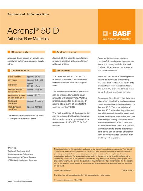 Acronal 50 D TDS PDF PDF