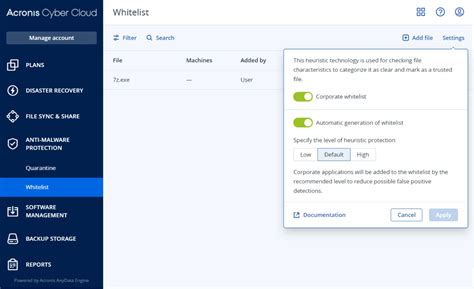 Acronis cyber protect cloud console