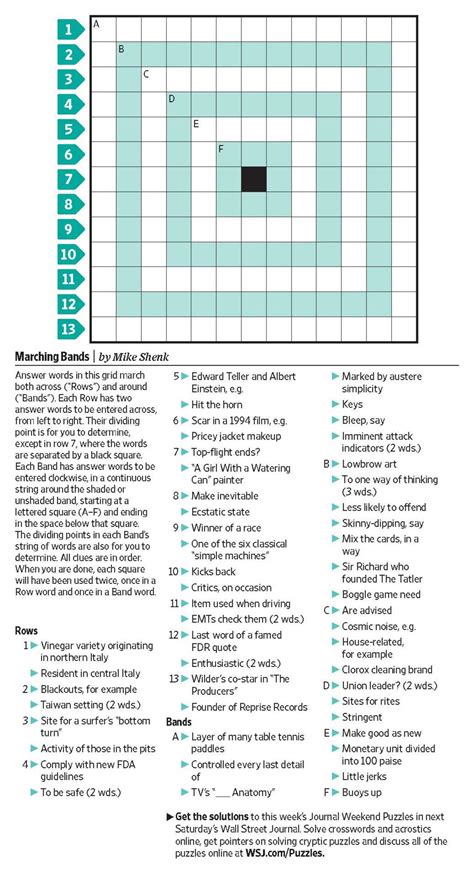 Acrostic (Saturday Variety Puzzle, July 16) - WSJ