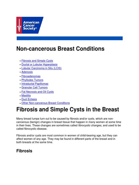 Acs Non Cancerous Breast Lump