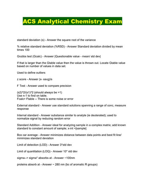 Acs analytical chemistry exam study guide. - Das schaf, seine rassen, zucht, haltung, fütterung usw....
