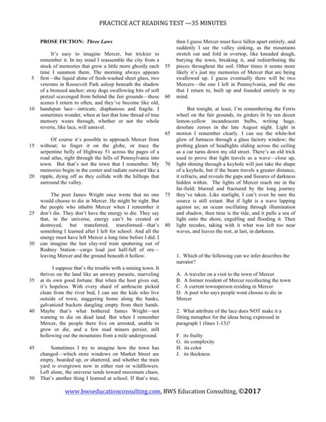 Act Practice Test Reading
