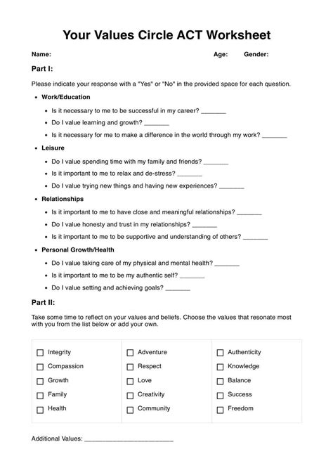 Act values worksheet adolescent.  View Resources for Values Exercises in ACT Therapy here at M...
