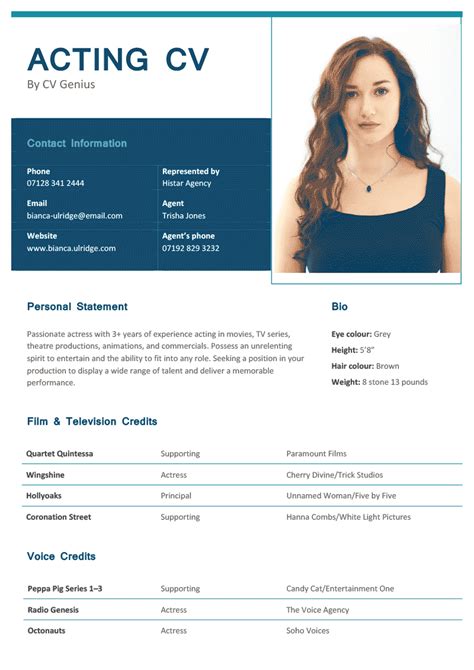 Acting CV Template pdf