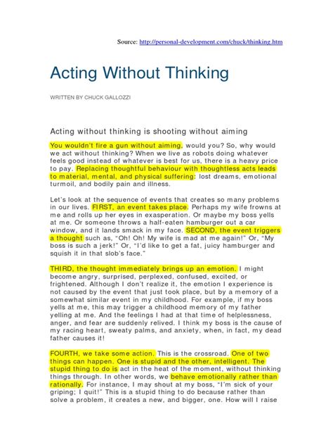 Acting without thinking crossword. Things To Know About Acting without thinking crossword. 