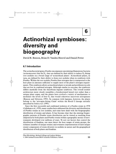 Actinorhizal Symbioses Diversity and Bio Geography