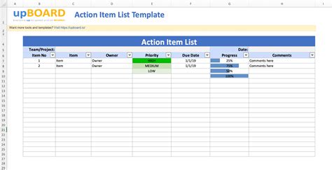 Action Item Lists Digital Online Tools & Templates