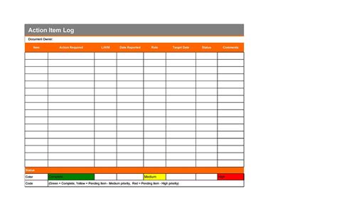 Action Log Template Beautiful Action Items Template for Excel in 2020