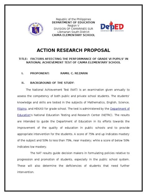 Action Research Proposal Examples