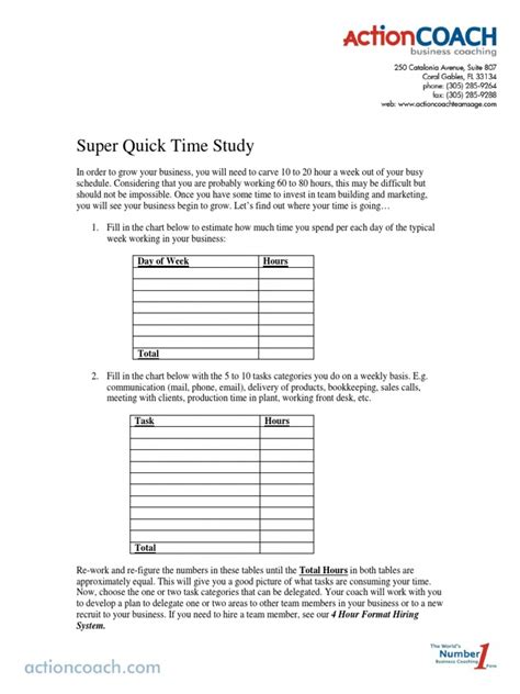 ActionCOACH Quick Time Study