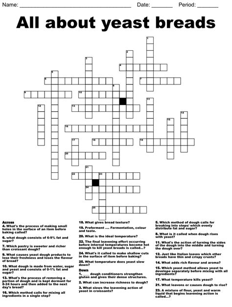 The Crossword Solver found 30 answers to "activates as yeast", 6 letters crossword clue. The Crossword Solver finds answers to classic crosswords and cryptic crossword puzzles. Enter the length or pattern for better results. Click the answer to find similar crossword clues . Enter a Crossword Clue.. 