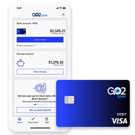 The GO2bank account comes with a Visa Debit card. If you open an account online, there is no fee or minimum balance requirement. If you open an account by getting a GO2bank debit card in a store, then there is a purchase fee and an initial deposit of $20 - $500 required.