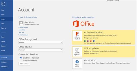 Activation MS Word 2009 web site