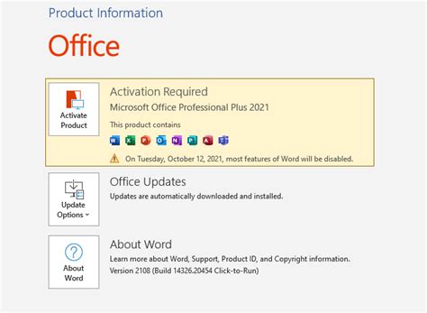 Activation microsoft Word 2021 web site