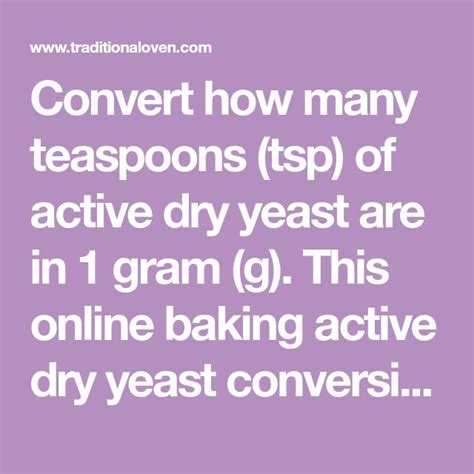 Active Dry Yeast ml to g converter for culinary baking …