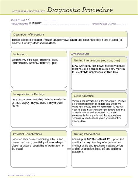 Active Learning Template Diagnostic Procedure Colonoscopy Free