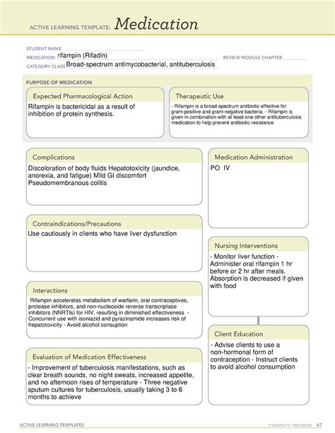 Active Learning Template medication rifampin ACTIVE LEARNING