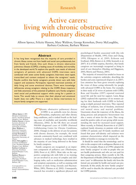 Active carers: Living with chronic obstructive pulmonary disease