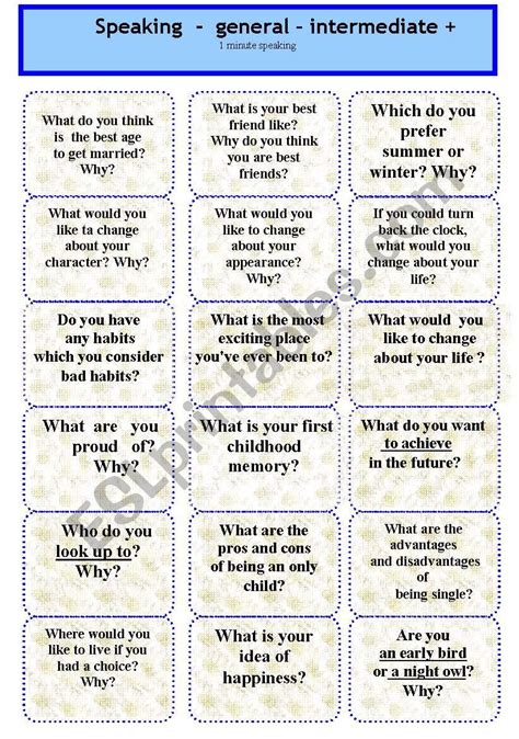 Activities For Pre Intermediate Students