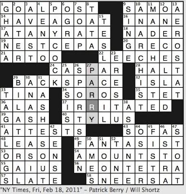 Actor john or sean nyt crossword. ACTOR WILSON NYT Crossword Clue Answer. OWEN. This clue was last seen on NYTimes May 17, 2020 Puzzle. If you are done solving this clue take a look below to the other clues found on today's puzzle in case you may need help with any of them. In front of each clue we have added its number and position on the crossword puzzle for … 