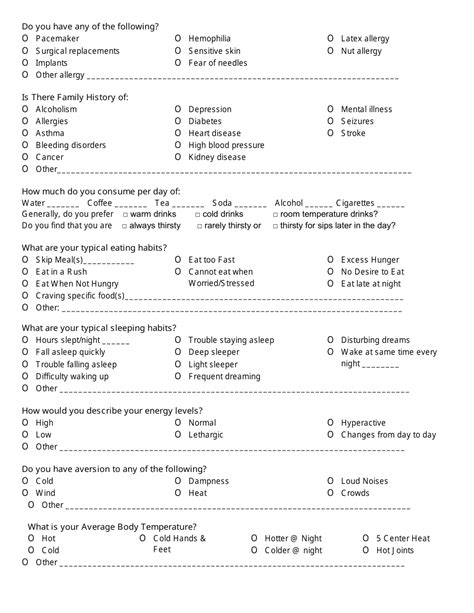 Acupuncture Intake Form Questions Fill Out, Sign Online and