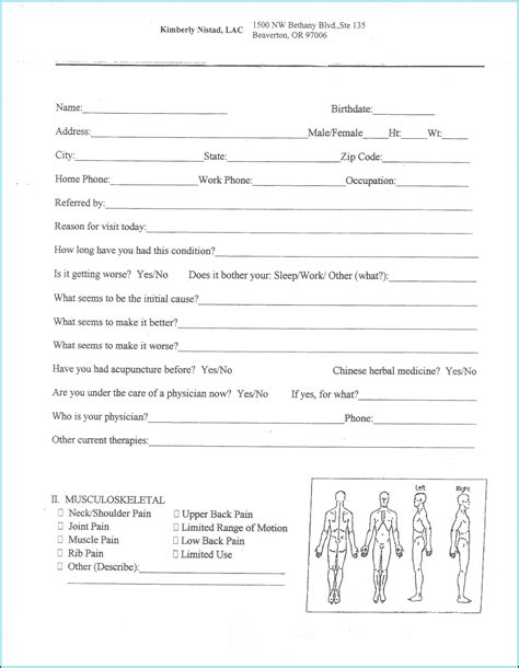 Acupuncture Patient Intake Form Template Form Resume Examples 
