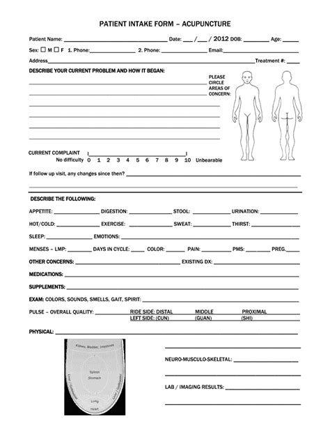 Acupuncture Patient Intake Form